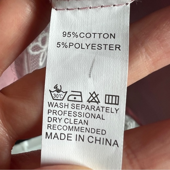 Pink White Lace Collar Coquette Girl Cottagecore Long Sleeve Nightgown Sleepwear - Picture 7 of 9